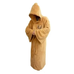 image of Star Wars Jedi Fleece Robe Tan Logo Adult Large