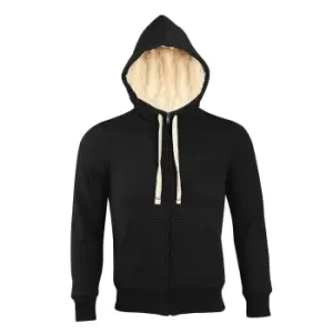 image of SOLS Sherpa Unisex Zip-Up Hooded Sweatshirt / Hoodie (L) (Black)