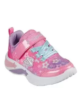 image of Skechers Girls Star Sparks Lighted Gore & Strap Trainer, Pink Multi, Size 5 Younger