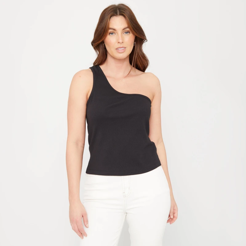 Image of Be You One Shoulder Rib Top - Black 8