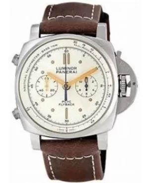 image of Panerai Luminor 1950 44mm Ivory Dial Brown Leather Mens Watch PAM00654 PAM00654