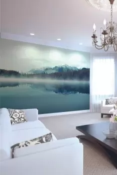 Image of Misty Mountain Lake Wall Mural