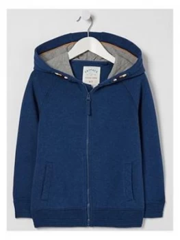 Image of FatFace Boys Angler Fish Zip Thru Graphic Hoodie - Navy, Size 5-6 Years