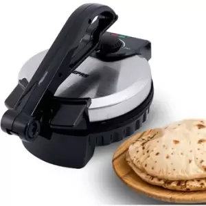 image of Geepas Electric Chapati Maker Flat Bread Naan Tortilla Fulka Roti Press Machine - Chrome