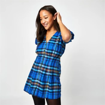 image of Jack Wills Abigail Tartan Check Mini Dress - Blue