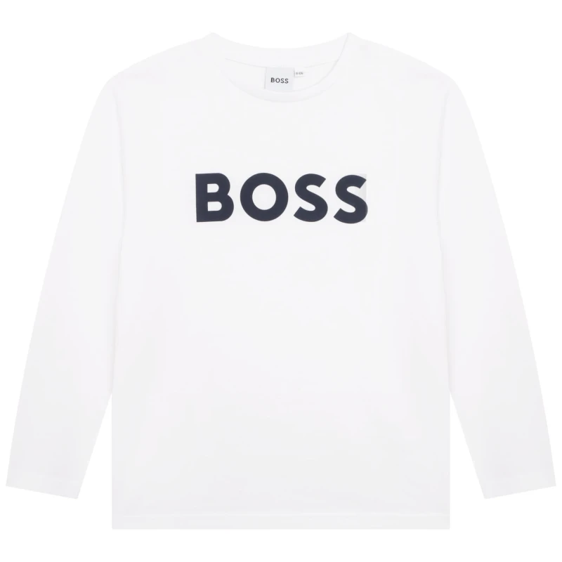 Image of Boss Boss Large Logo T-Shirt Junior Boys - White White 3 - 4 Years