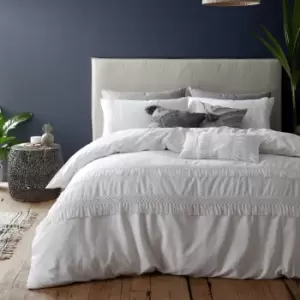 Image of Pineapple Elephant Izmir Tassel 100% Cotton Duvet Cover & Pillowcase Set White