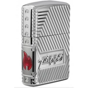 image of Zippo Unisex's Bolts Design High Polish Chrome Windproof Lighter