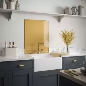 image of Laura Ashley Brass Glass Kitchen Splashback 600mm X 750mm