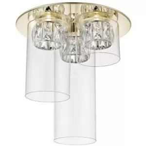 image of Zumaline Gem Integrated LED 3 Light Ceiling Light, French Gold, 3000K, 1350Lm