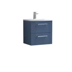 image of Nuie Deco 500mm Wall Hung 2 Drawer Vanity & Basin 4 - Satin Blue