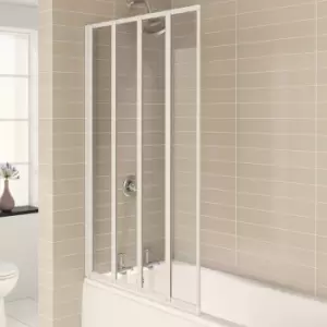 Aqua 4 Four Folding White Frame Bath Screen 1400mm H x 840mm W - 4mm Glass - Aqualux