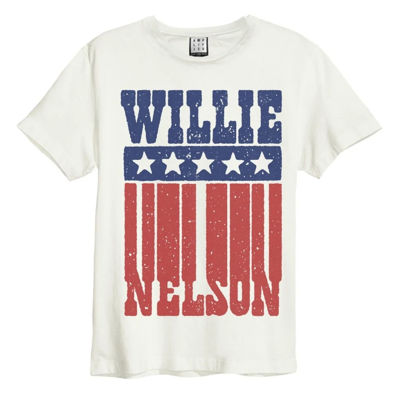 Image of Amplified Amplified Men Flag Willie Nelson T-Shirt in White Size: Small White S Male 5063107615886
