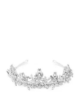 image of Jon Richard Sophia Bead And Crystal Statement Tiara, Silver, Women