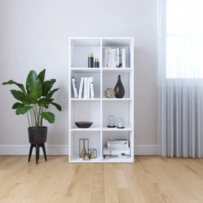 Image of vidaXL Book Cabinet/Sideboard White Engineered Wood Bookshelf Book Stand Rack