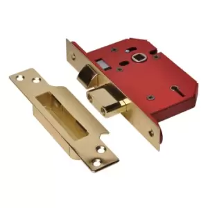 Image of StrongBolt 2205S 5 Lever Mortice Sashlock Polished Brass 81mm 3" Visi