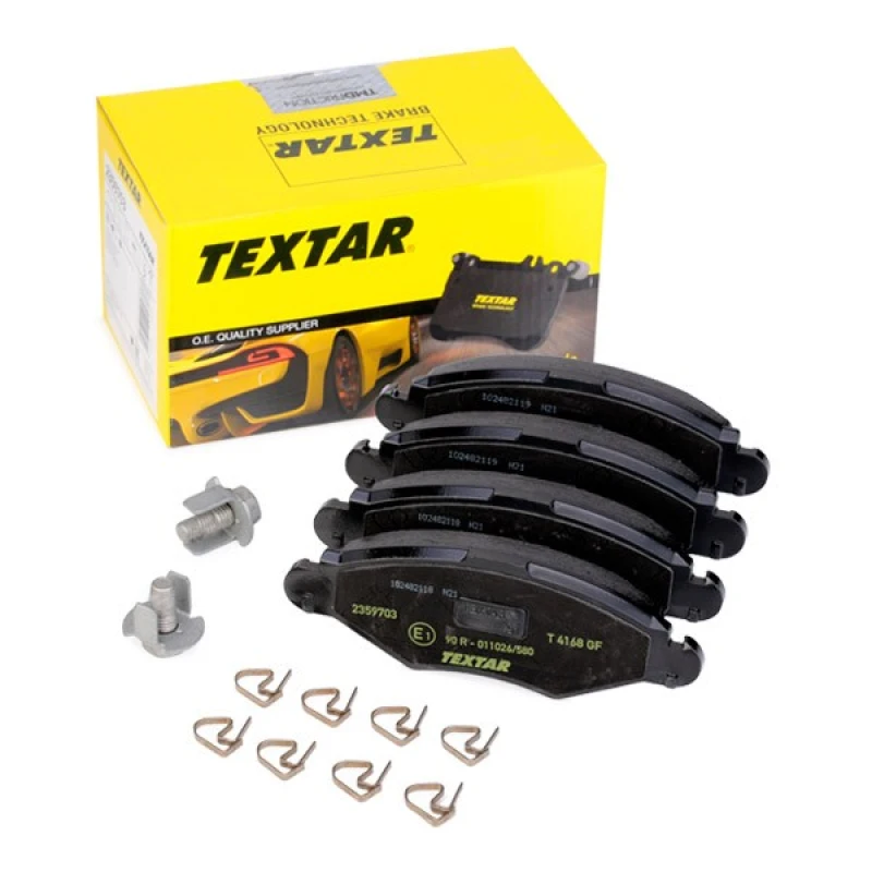 Image of TEXTAR 2359703 Brake pad set Q+ not prepared for wear warning indicator, with accessories, with brake caliper screws Brake Pad Set,disc brake (402)