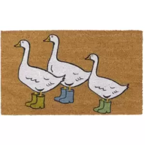 image of Eco-Friendly Latex Backed Coir Door Mat, Geese - JVL