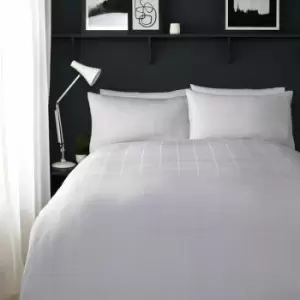 Image of Appletree Boutique - Sorelle Check 100% Cotton 200 Thread Count Duvet Cover Set, Silver, Super King