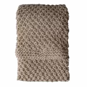 Image of Crossland Grove Moss Chunky Knitted Throw Oatmeal 1300x1700mm
