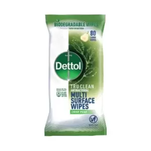 image of Dettol Biodegradable TruClean Antibacterial Wipes 80 Wipes Crisp Pear (Pack of 4) 3148841