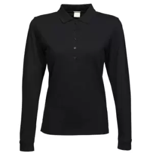 Image of Tee Jays Womens/Ladies Luxury Stretch Long Sleeve Polo Shirt (XL) (Black)