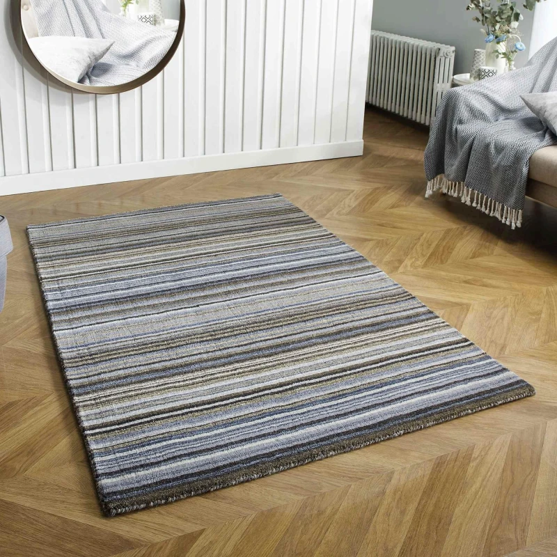 Image of Homemaker Mumbai Stripe Rug Grey Grey unisex 120x170cm