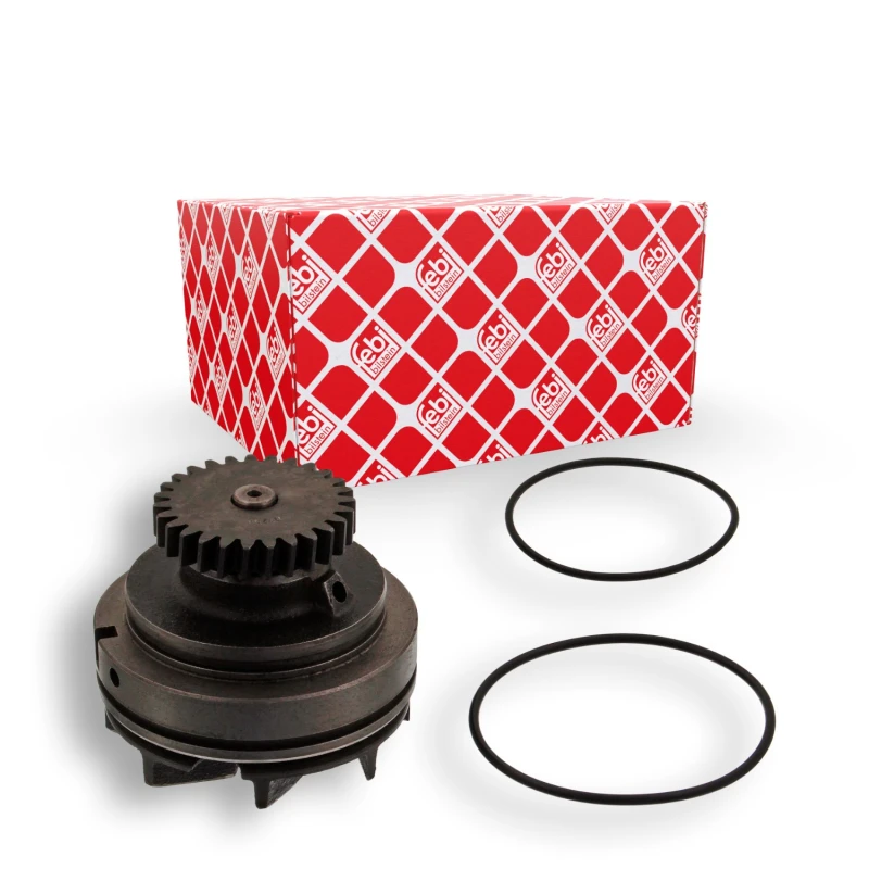 Image of FEBI BILSTEIN 38824 Water pump Number of Teeth: 27, Grey Cast Iron, with gear, with gaskets/seals Grey Cast Iron Water Pump (1260)
