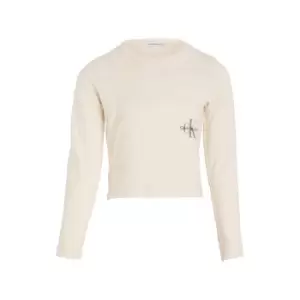 Image of Calvin Klein Jeans Monogram Off Placed Ls T-Shirt - Cream