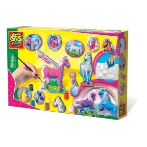 image of SES Creative - Childrens Fantasy Horses Casting and Painting Set 5-12 Years (Multi-colour)