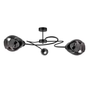 Image of Zahra Multi Arm Semi Flush Ceiling Light Black, 67cm, 3x E27