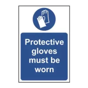Image of Protective gloves must be worn - Self Adhesive Sign 200 x 300mm