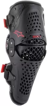 Alpinestars SX-1 V2 Knee Protectors, black-red, Size L XL, black-red, Size L XL - main image