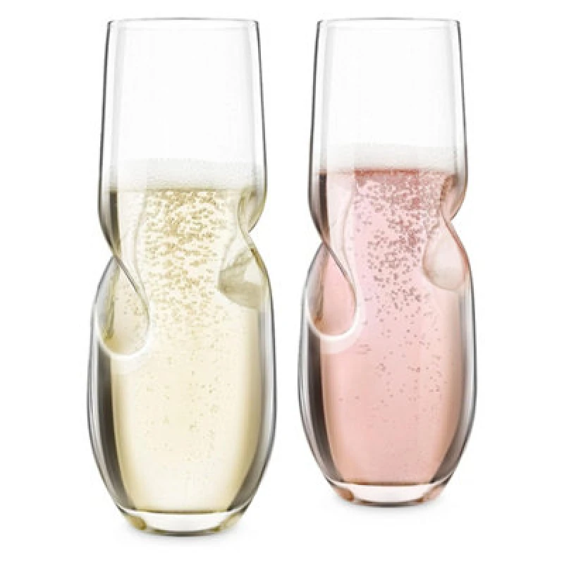 Image of Final Touch Bubbles Stemless Champagne Sparkling Wine Glasses 300ml Set of 2 Clear unisex