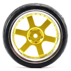 Image of Fastrax 1/10 Street/Tread Tyre 6-Spoke Gold/Chrome Wheel