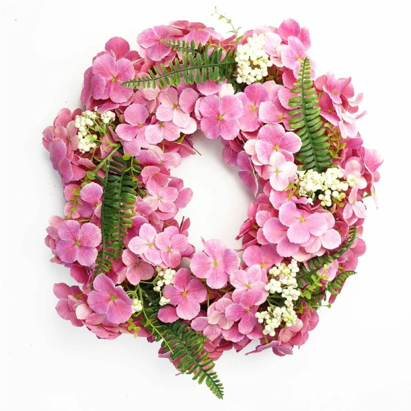 Image of Artificial Pink Floral Blossom Wreath Botanik, Pink BK-40303
