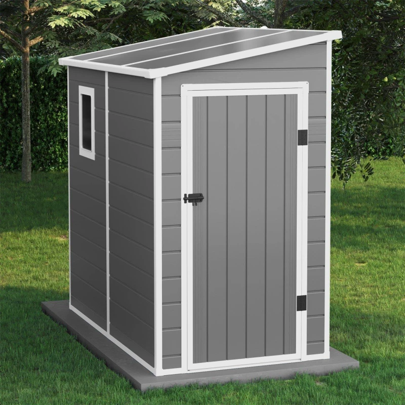 Image of Store More Lotus Veritas Lean To Plastic Shed With Floor Light Grey unisex 6x4ft