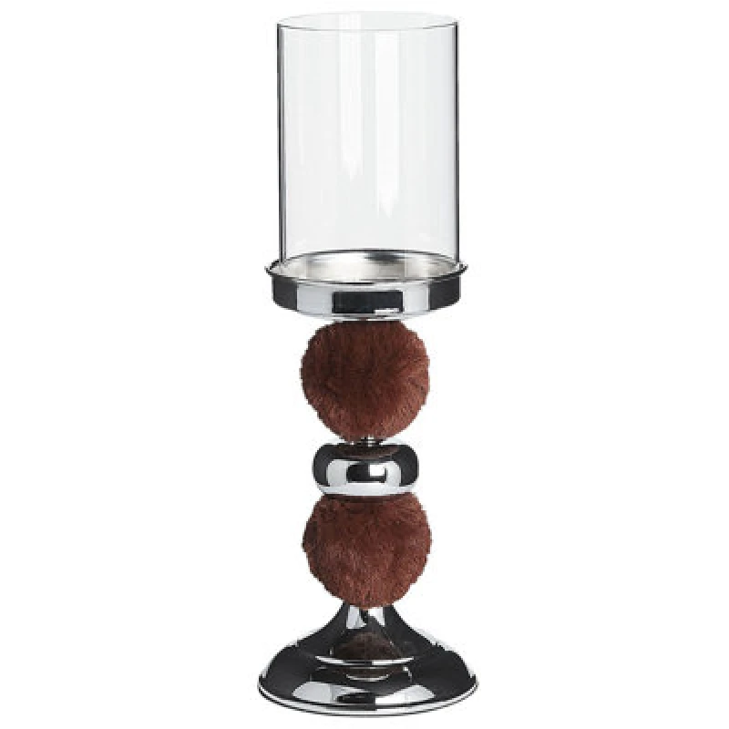 Image of Beliani Candle Holder Padre Glass 38cm Brown