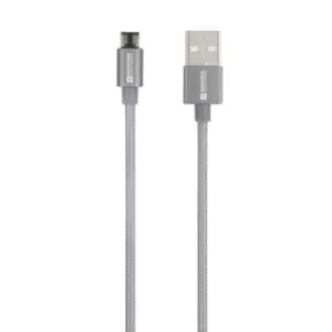 image of Skross USB cable USB 2.0 USB-A plug 1.20 m Space Grey Round, Flexible, Fabric sleeve SKCA0010A-M120CN