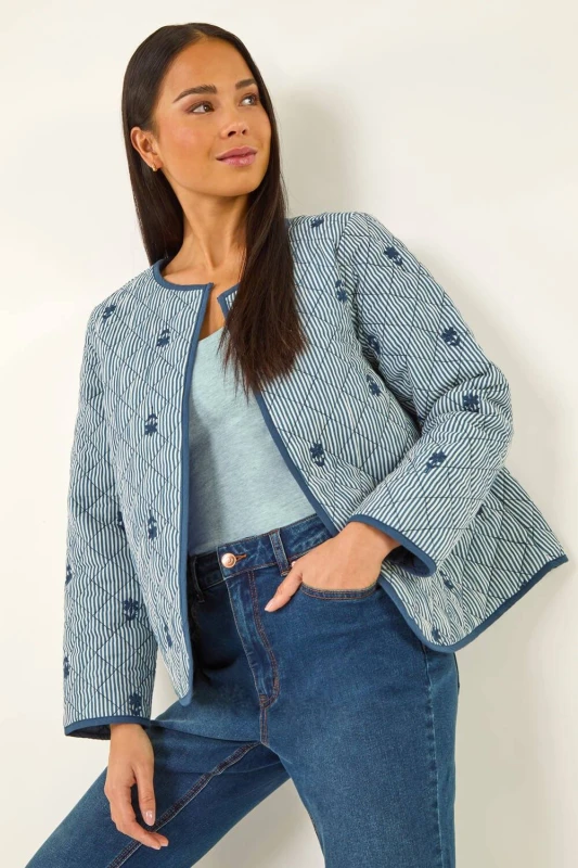 Image of Roman Womens Petite Quilted Padded Jacket Size: 12 Multicolor Female 12