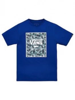 image of Vans Boys Shark Print Box T-Shirt - Blue