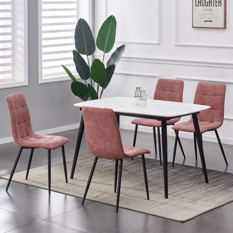 Image of MCC Direct Set of 4 Faux Suede Leather Dining Chairs Henri Dusty Pink