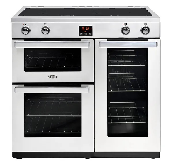 image of Belling 90cm Electric Range Cooker with Induction Hob - Stainless Steel - A/A Rated