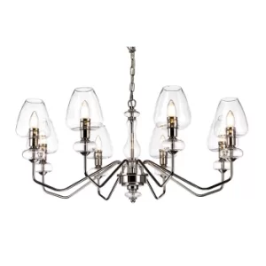 Image of Armand 8 Light Chandelier, Polished Nickel, Glass Shade