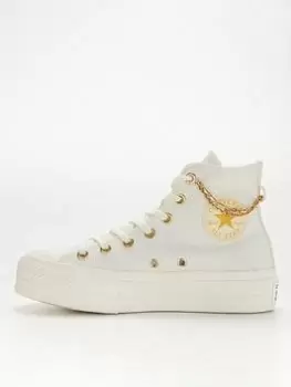 Converse Chuck Taylor All Star Lift Hi-Tops - White, Off White, Size 4, Women