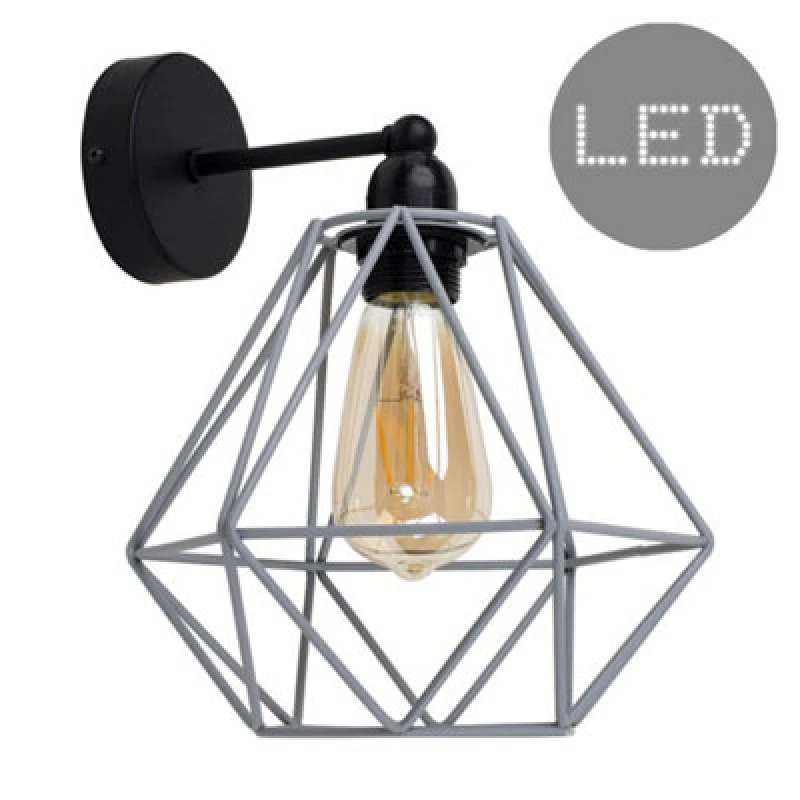 Image of ValueLights Diablo Black and Grey Indoor Wall Light with Amber LED Bulb Black