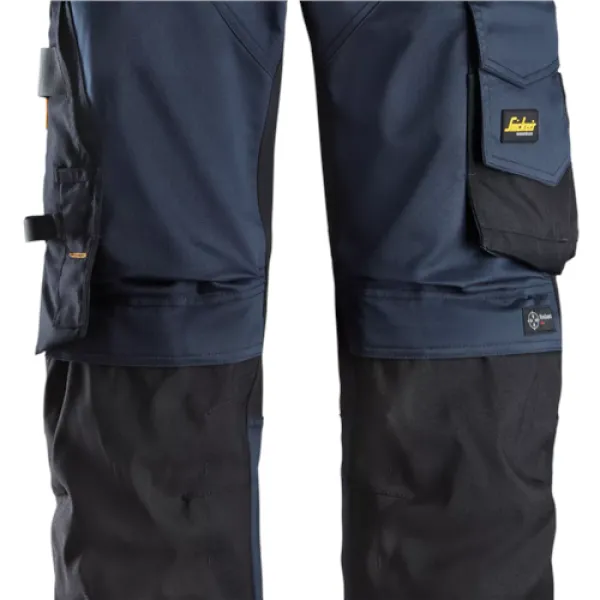 image of Snickers AllroundWork Stretch Loose Fit Work Trousers Holster Pockets - Navy/Black - 196