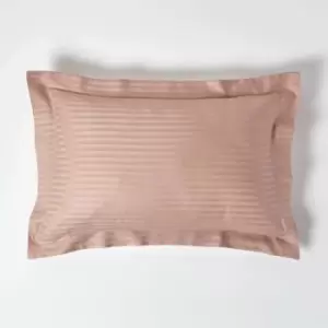 Image of Taupe Beige Egyptian Cotton Satin Stripe Oxford Pillowcase 330 Thread Count - Beige - Beige - Homescapes
