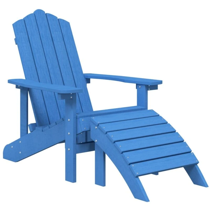 Image of VIDAXL Garden Adirondack Chair with Footstool hdpe Aqua Blue Vidaxl 8720286816684