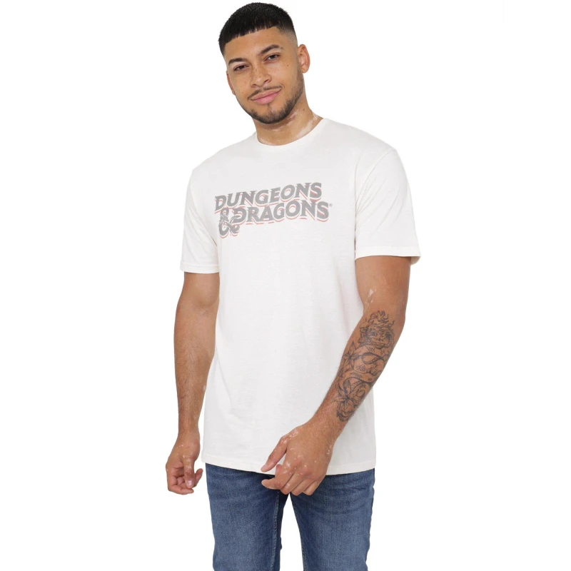 Image of Dungeons & Dragons Men Dungeons & Dragons 70's Logo Mens Mens T-Shirt Natural Size: Small Natural S Male 5052777735895